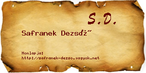 Safranek Dezső névjegykártya