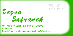 dezso safranek business card